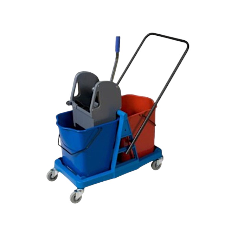 Chariot Paul -  double seau 15L -  presse mâchoires - bleu
